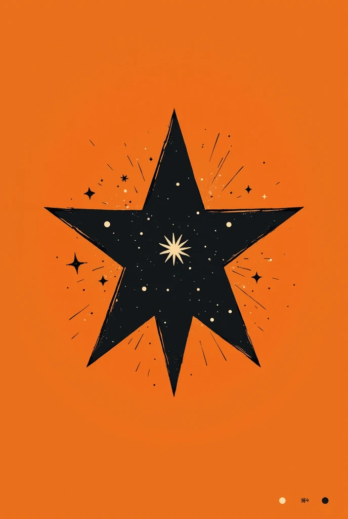 Retro catoon star collision for clothing brand,logo but less animated and more serial and 0 ,just a star,without planets only the star but in black and white but with an orange background,but it doesn't look like it's from India because it's for a clothing brand,that doesn't look like a bug,by profile picture