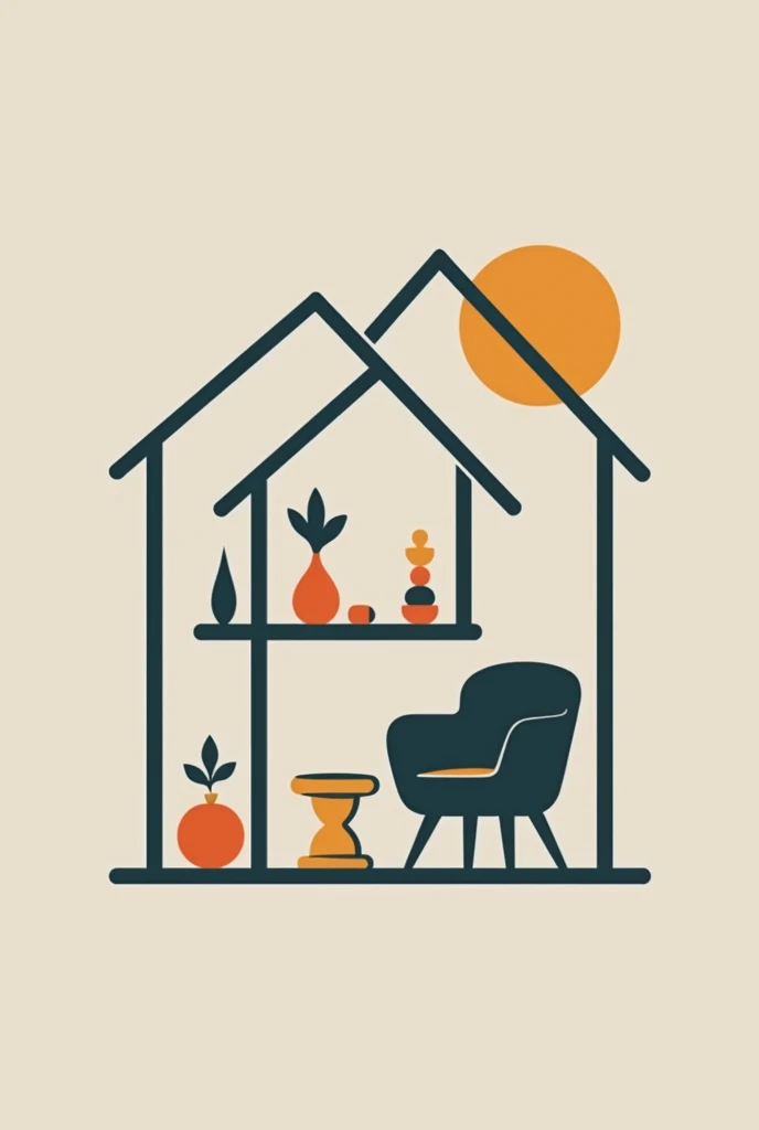 modern and minimalist logo, with clean slim lines and simple shapes. The combination of furniture design with the shape of a house suggests a connection between home and furniture.