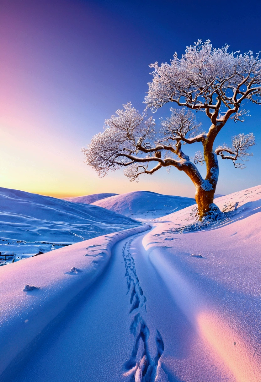 Snow Scenery, surreal photography, dreamlike imagery, subconscious exploration, bending reality, imaginative narratives, juxtaposing elements, evoking wonder and awe, transcending boundaries, challenging perceptions, fantastical landscapes, otherworldly atmospheres, (best quality, masterpiece, photorealistic), very aesthetic, perfect composition, intricate details, ultra-detailed, vivid colors