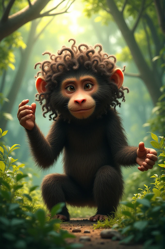 Curly-haired baboon