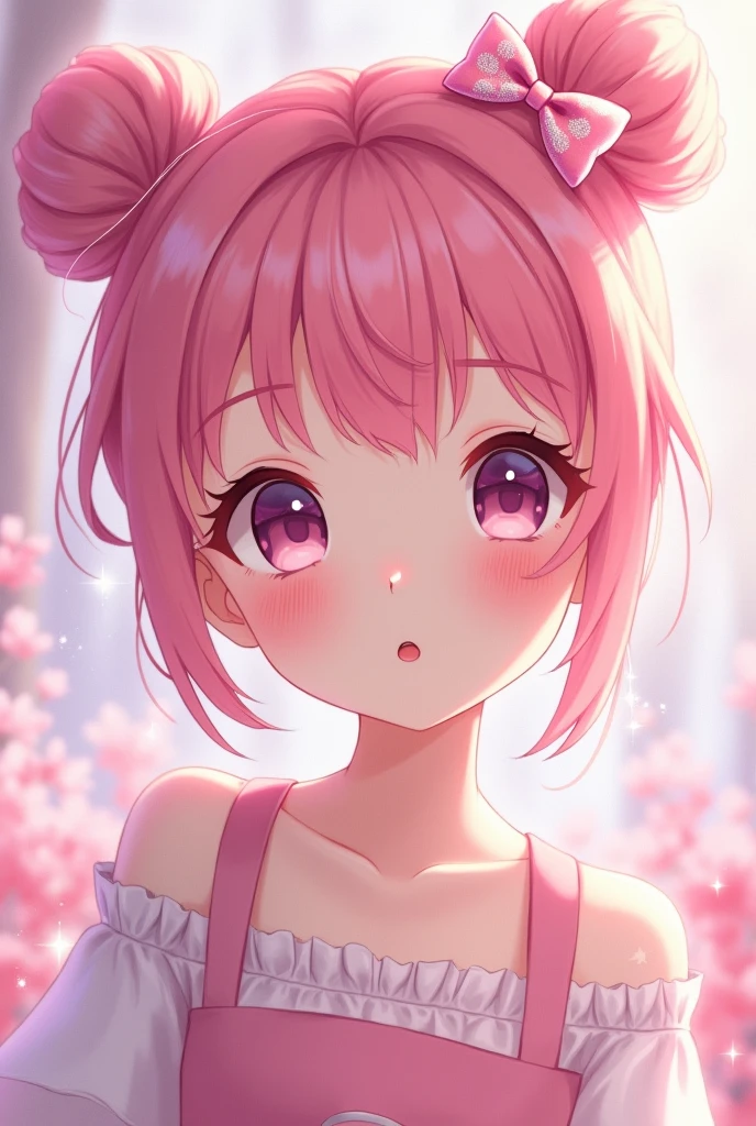 anime girl with pink hair and a bow in her hair, Kawaii realistic portrait, guweiz, portrait of a magical girl, cute character, Beautiful art style, Moe anime art style, maple story character art, beautiful portrait, cute anime girl portrait, portrait of a little character, guweiz style artwork, naked anime splash