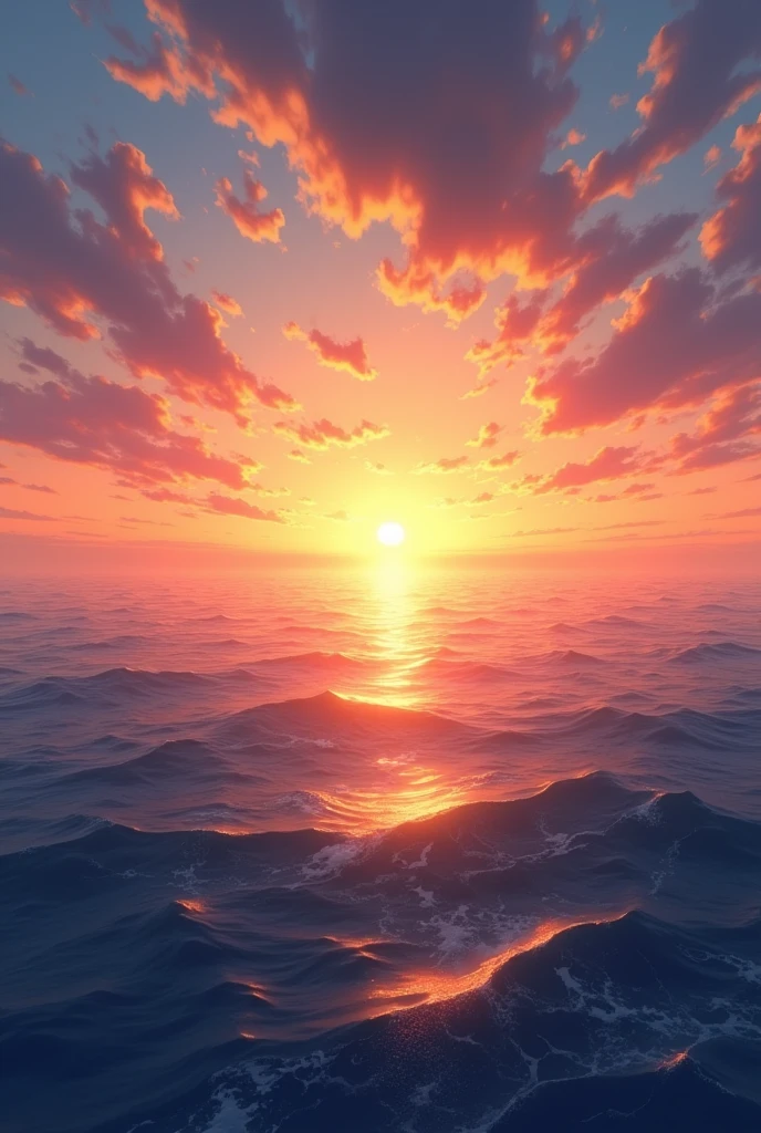 A sunset at sea.
