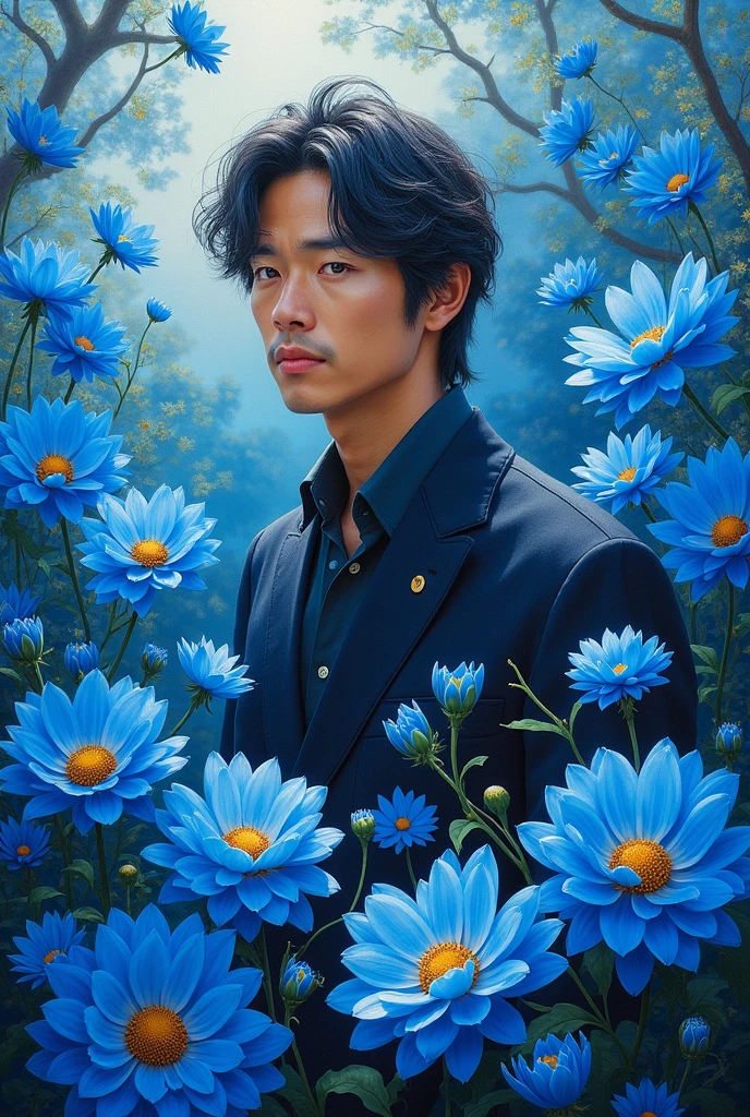 Masterpiece,asakura_toru,blue flowers