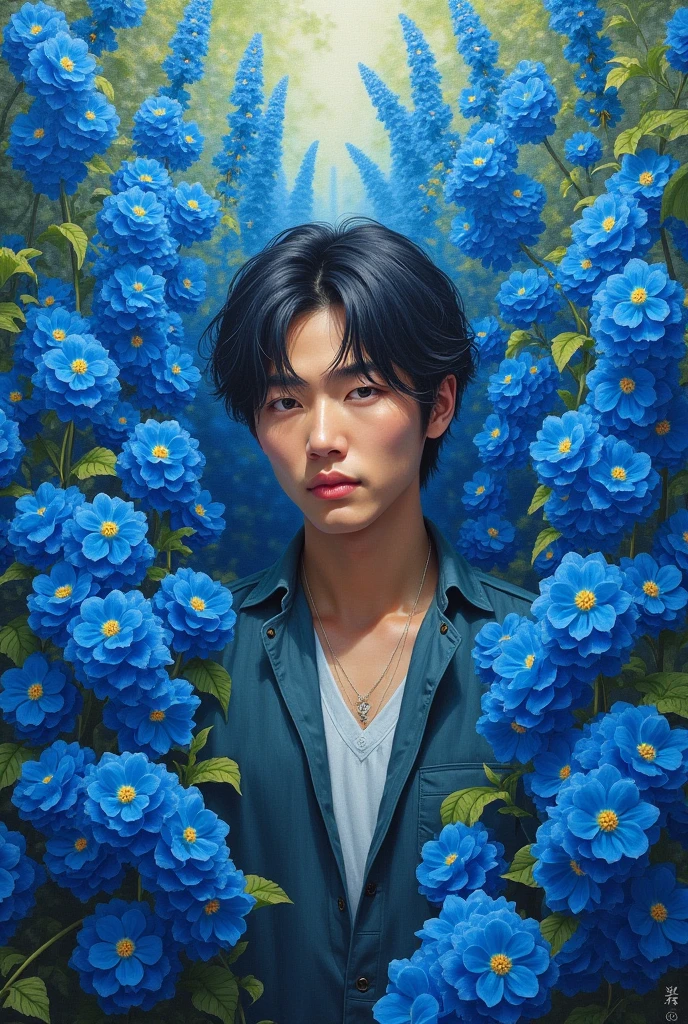 Masterpiece,asakura_toru,blue flowers
