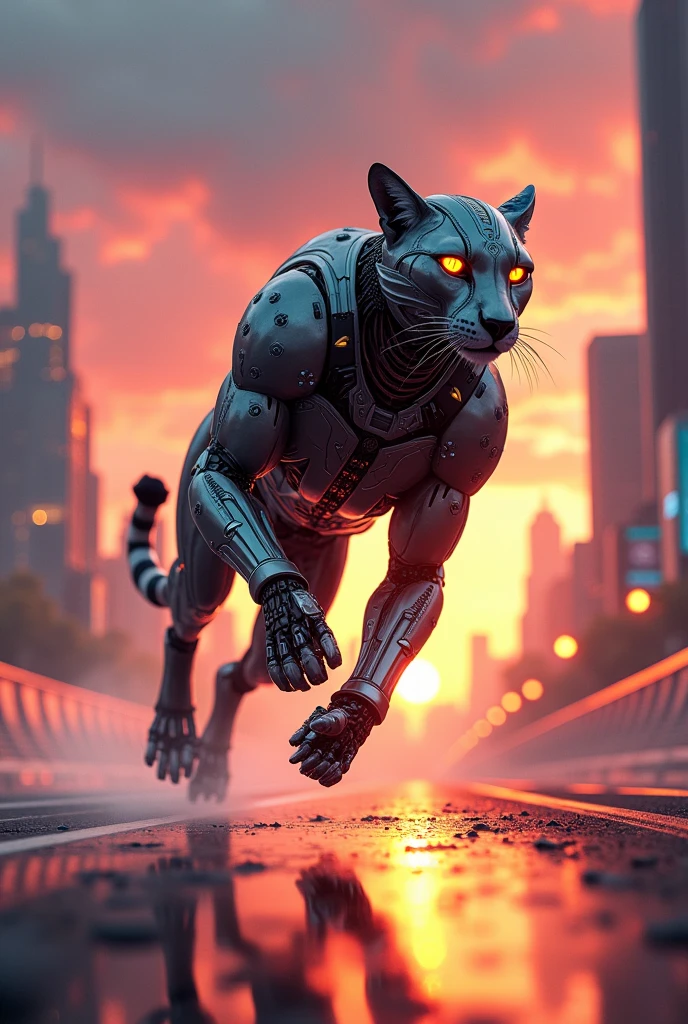 A cheetah in transformers costume in racing track in aunt rise