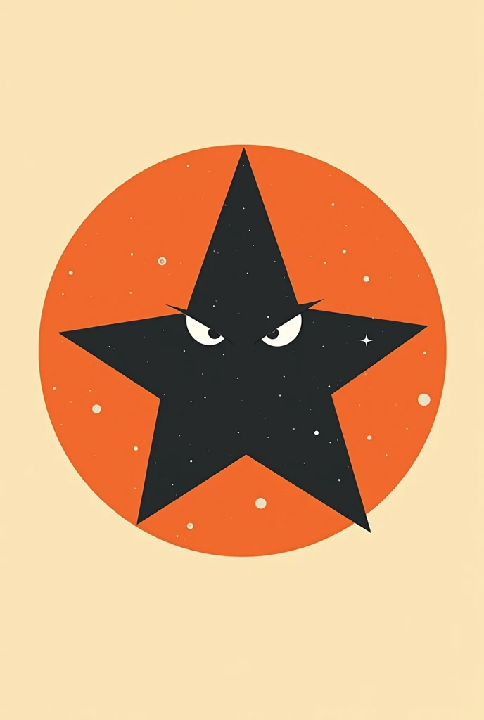 Retro catoon star collision for clothing brand,logo but less animated and more serial and 0 ,just a star,without planets only the star but in black and white but with an orange background,but it doesn't look like it's from India because it's for a clothing brand,that doesn't look like a bug,by profile picture, the same but with 5 points,larger,a mix of all,of that style but the white background