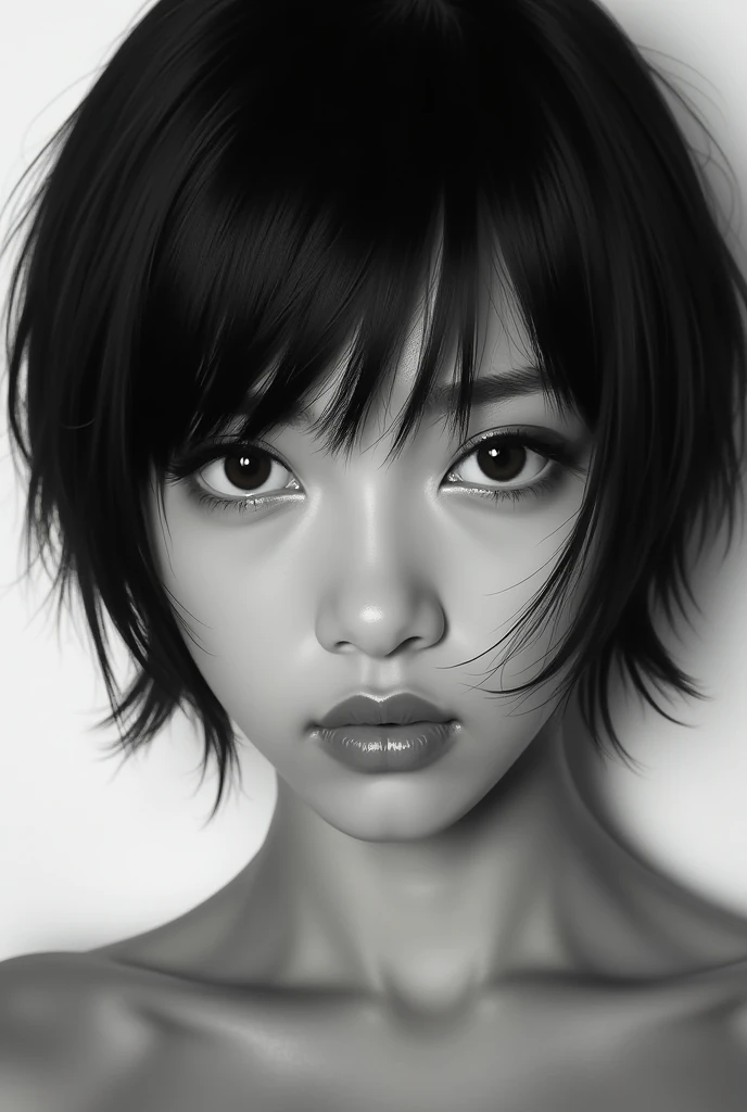Black and white image of Japanese singer Ado