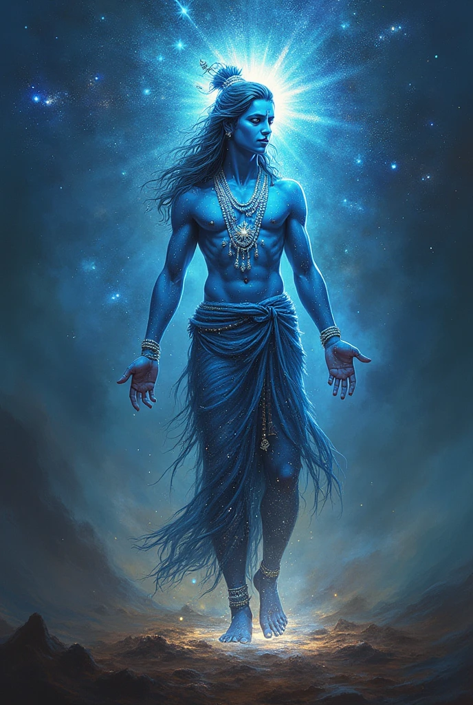 कृष्ण अपने अंदर पूरा ब्रह्मांड दिखाते हुए।