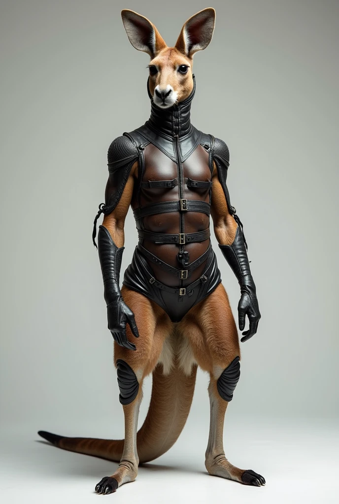 Kangaroo in a sexual bondage suit