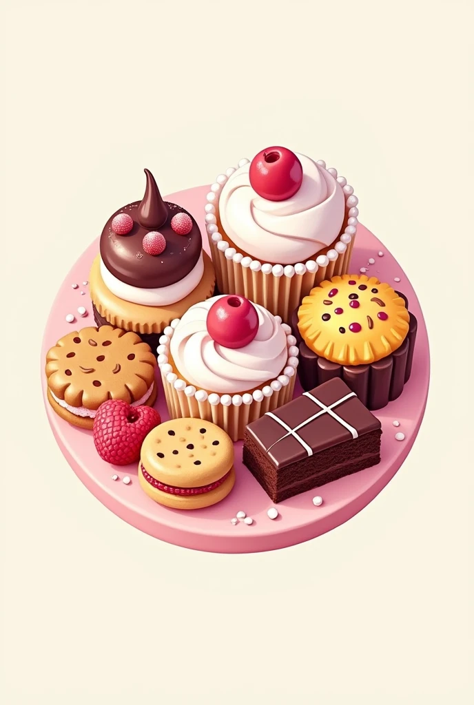 A logo for my dessert business called Dulce tesoro. I want it to be lilac, yellow and white. Have brownies, chocoflan, cakes, cookies, etc. It's for my Instagram profile picture so it's circular