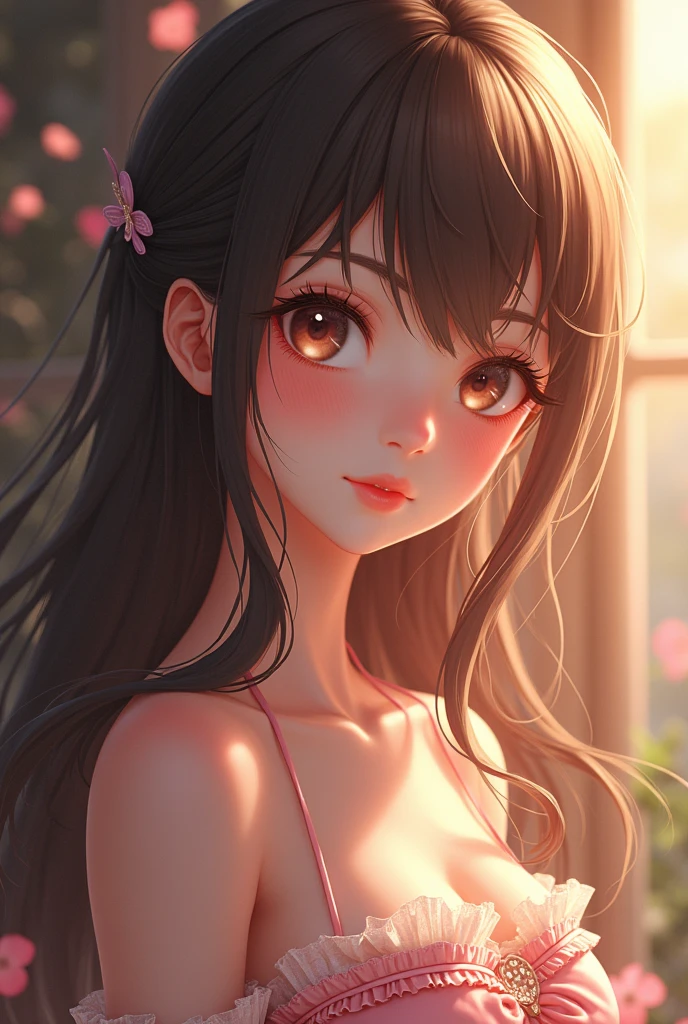 a beautiful anime girl, 1girl, detailed face, beautiful detailed eyes, beautiful detailed lips, extremely detailed eyes and face, long eyelashes, detailed intricate dress, long flowing hair, high quality, 8k, vivid colors, soft lighting, fantasy, digital art, cinematic composition, warm color palette, highly detailed