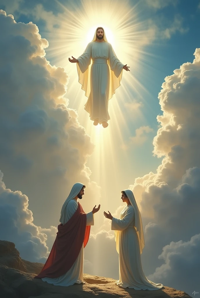Drawing of Jehovah blessing the Virgin Mary from heaven