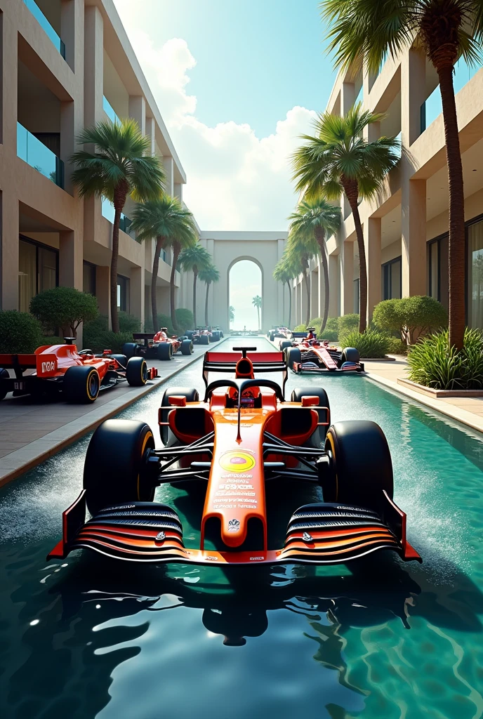 I want a birthday invitation that says alealexander with formula 1 cars with a spa background