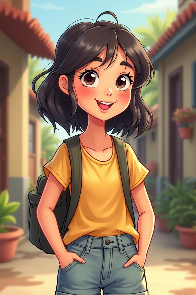 A cartoon  girl who is pretty and poor 