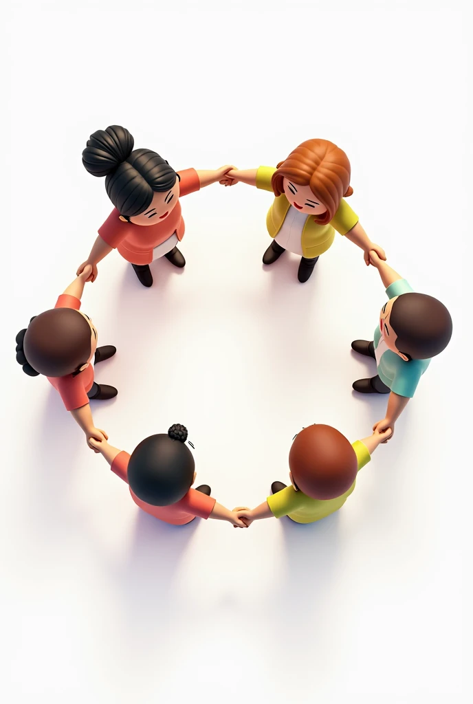 A group of people holding hands or praying together in a circle, radiating unity and support WITHOUT BACKGROUND OR WITH A WHITE BACKGROUND AND THAT ARE ANIMATED IMAGES