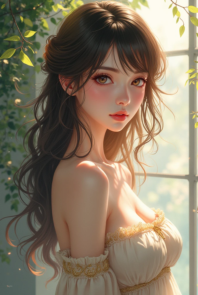 Make an anime style woman. with 70 kg