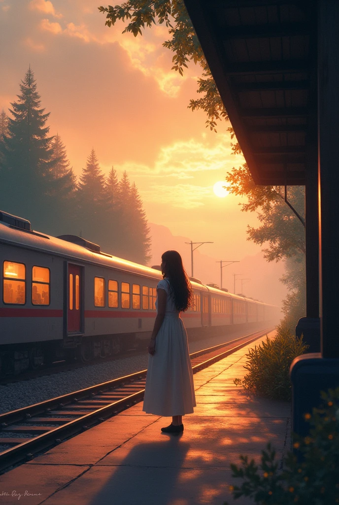 With the dawn, the train vanished as if by a spell. Alice said goodbye to her new friends and walked back home., feeling renewed and ready to transform her life with the magic she had found within herself..