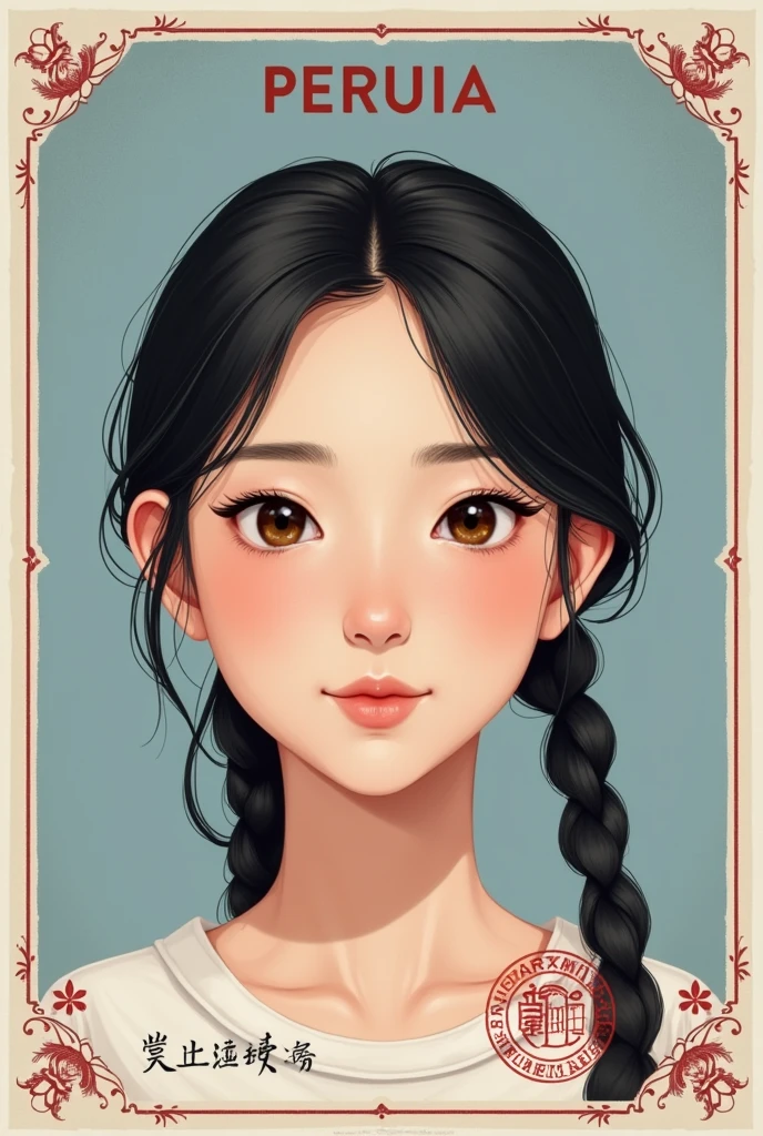 A Peruvian ID of a girl with a round and Chinese face