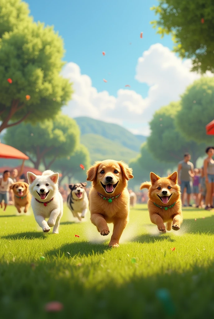 Max the dog playing with other dogs in the park]**