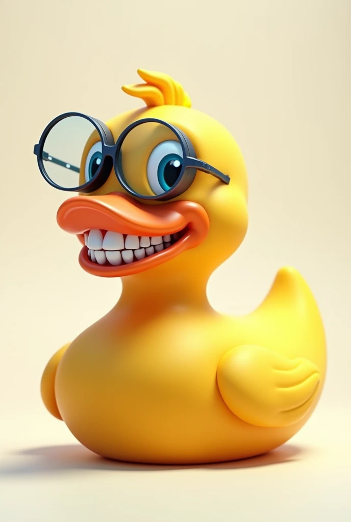 rubber duck logo with microscope and teeth