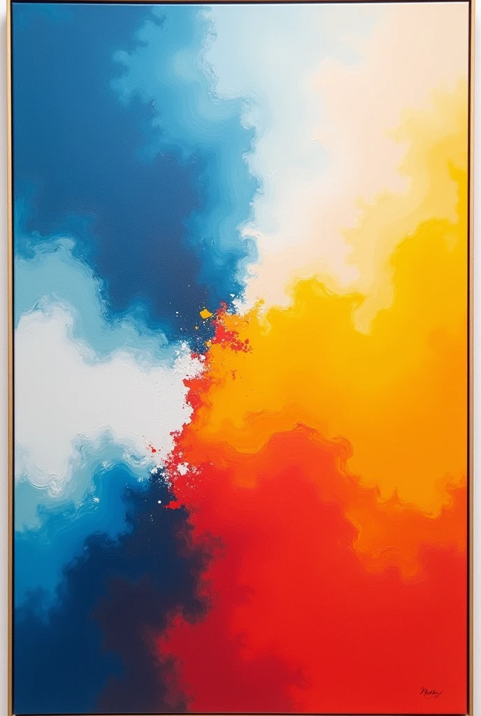 Make rectangular picture use colors that blends with red, blue, white ans yellow, make it plaint with a border design