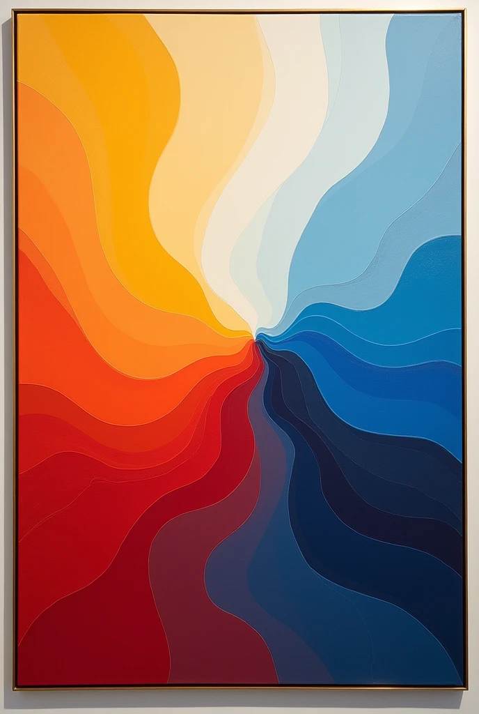 Make rectangular picture use colors that blends with red, blue, white ans yellow, make it plaint with a border design. Put a boarder