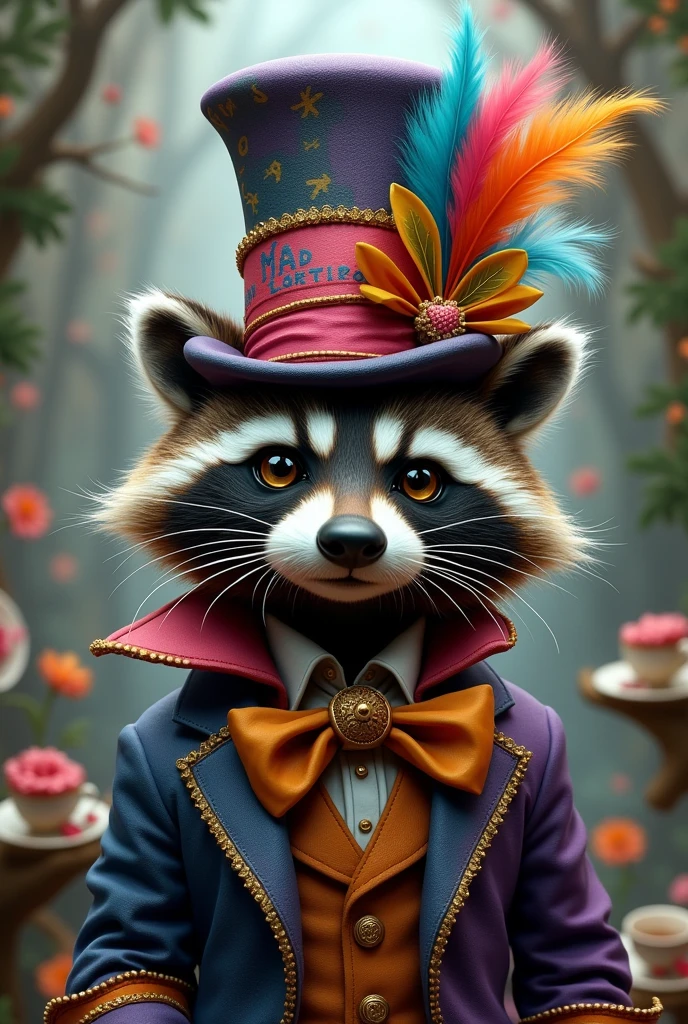 Generate A Mad Hatter Themed. Raccoon
