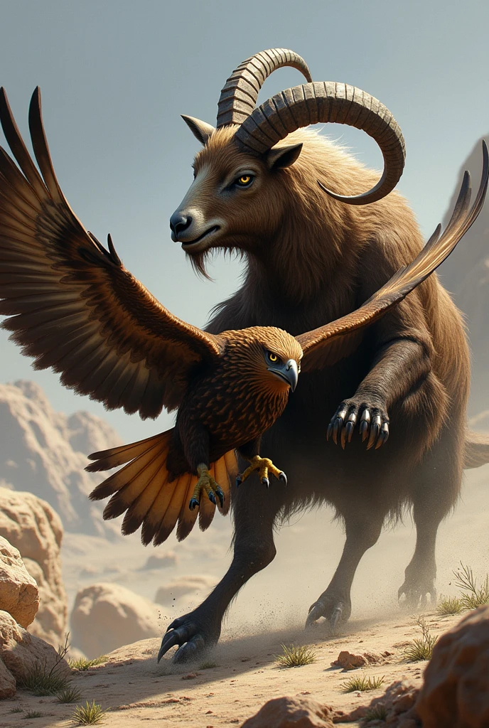 Goat killing a hawk