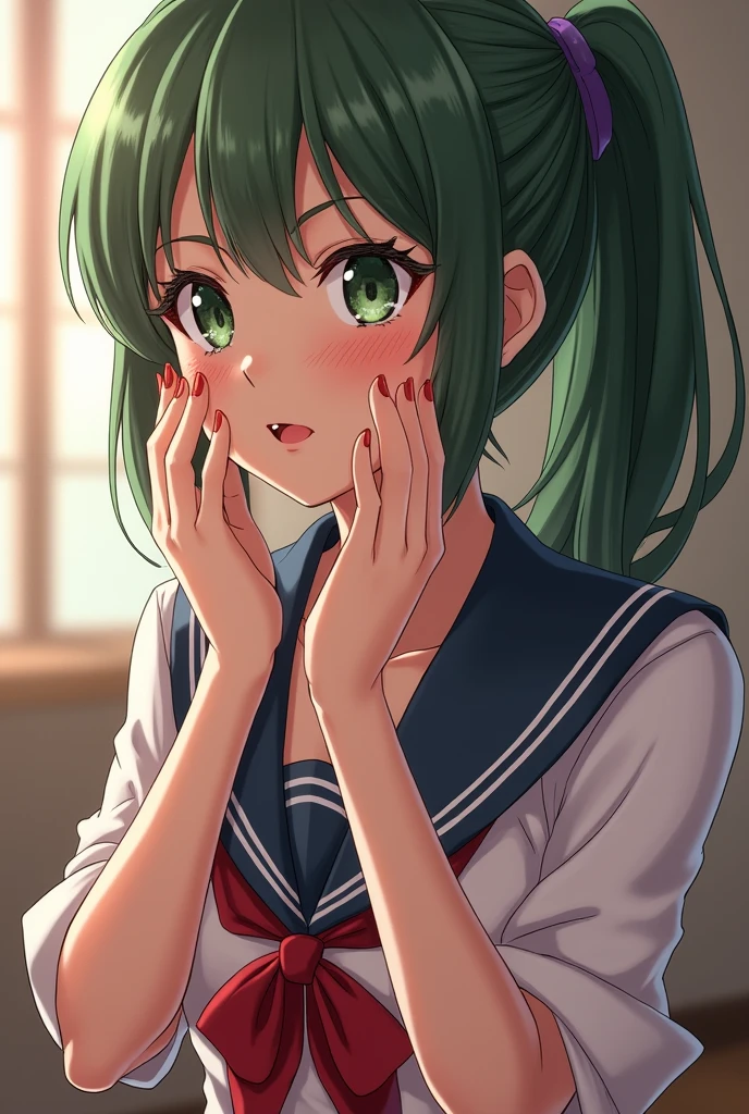 NSFW Female Izuku Midoriya getting undressed from her schooluniform with cum all over her face