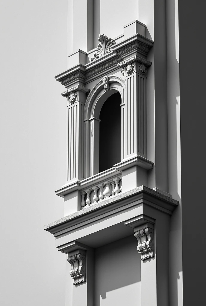 ▪ Black and white perspective of some architectural construction detail