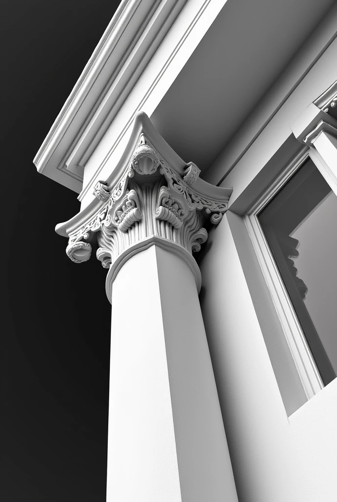 ▪ Black and white perspective of some architectural construction detail