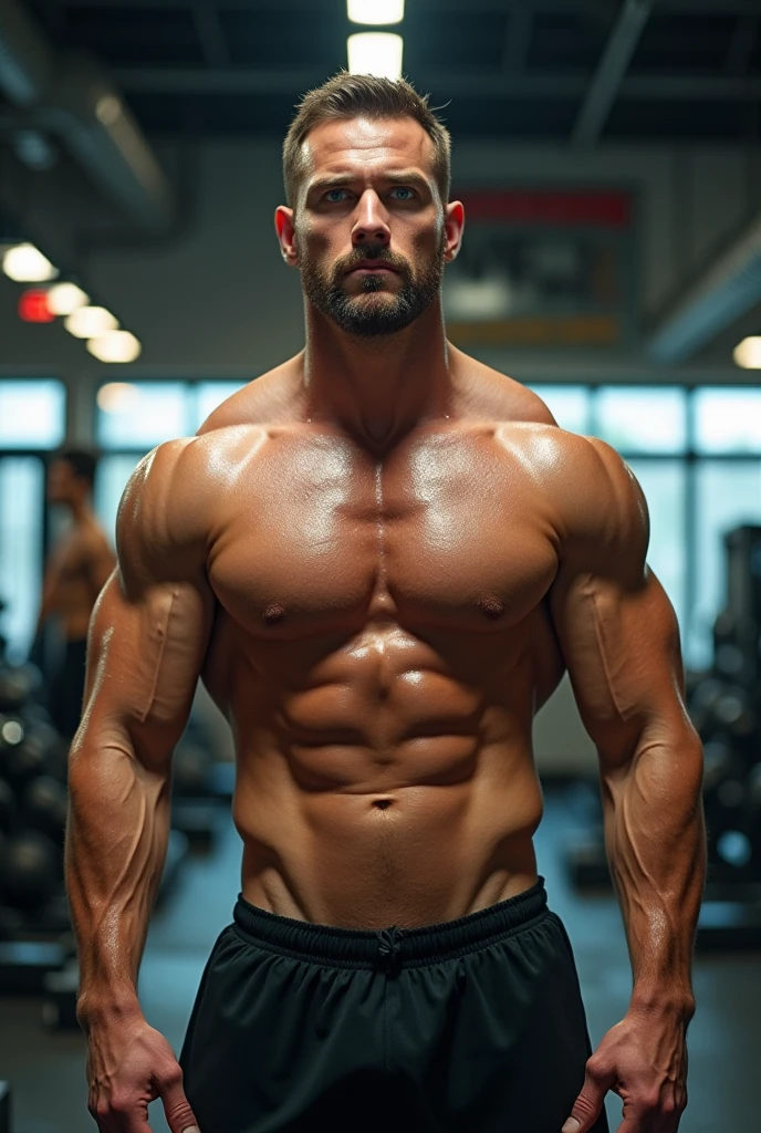 chris evan’s as a gym instructor with a tight wife beater shirt