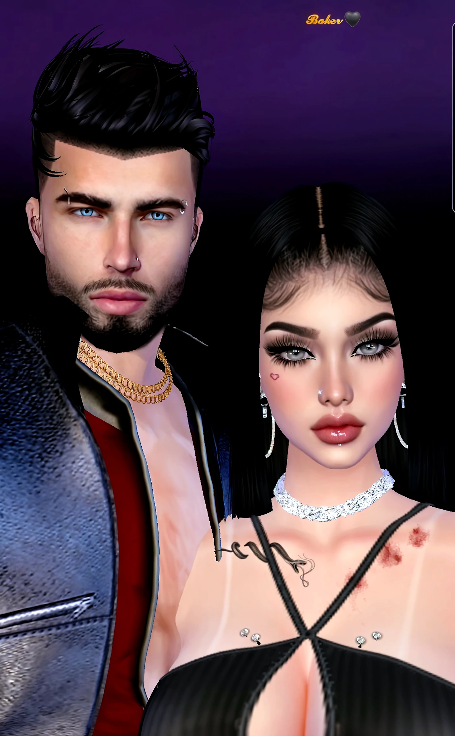 there are two people with a crown on their heads, imvu, dressed in crustpunk clothing, cybergoth, punk party, lizard king / queen forgiveing, gothic harts, mall goth, goth, vampire fashion, cyber punk setting