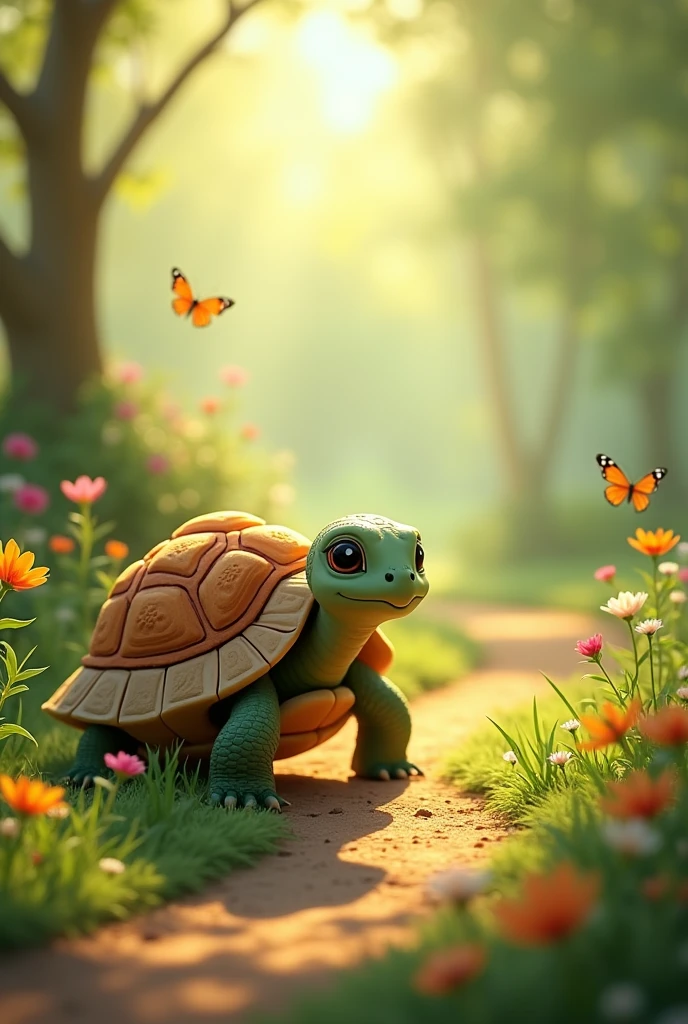 A turtle named Tula lived in a sunny garden