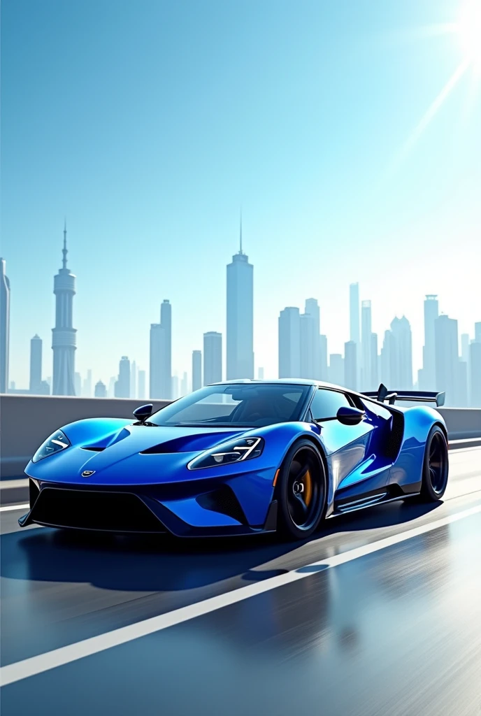 Sports car in Dubai blue colour sky 