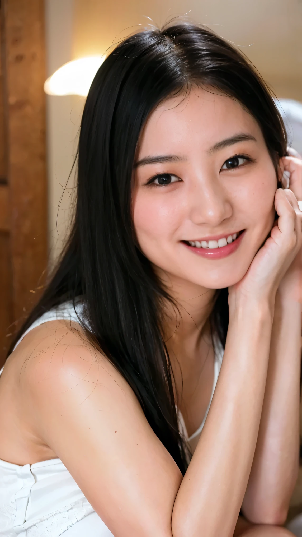 masterpiece,highest quality,1 girl,black eyes,(sex),((nude)),(medium breasts),vagina,black hair,(Japanese style room),throw,(beautiful japanese ),((beautiful girl)),Facial expressions that imagine what feels good:1.2,(perfect body beauty:1.2),((perfect body)),(shy smile),beautiful teeth,