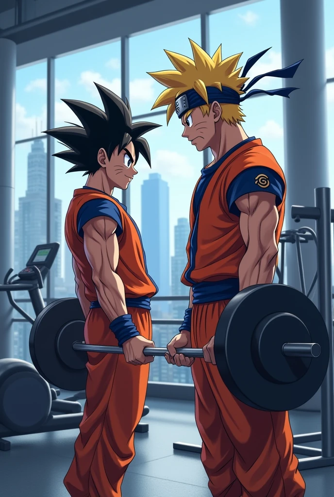 Goku and Naruto in the gym