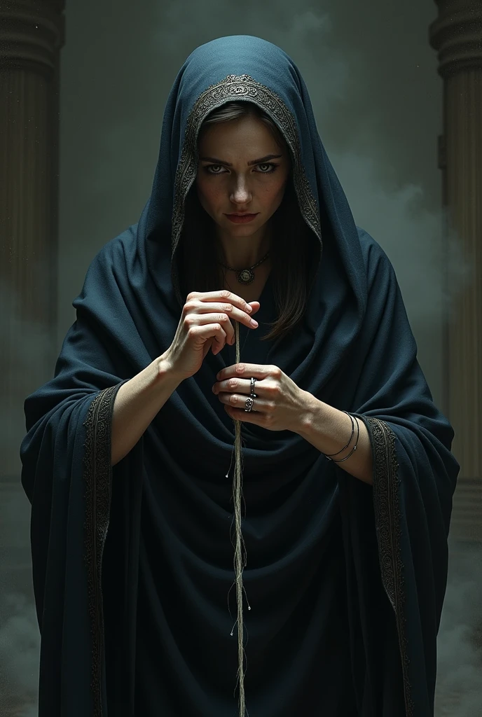 Atropos (Greek God) cutting a thread