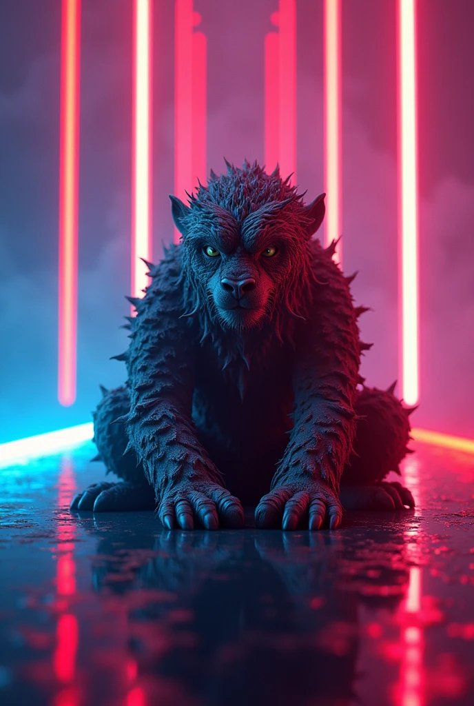 foreground,simple background,Background with neon rays of various colors,hyperdetailed,well defined details,hyper realistic,view from below