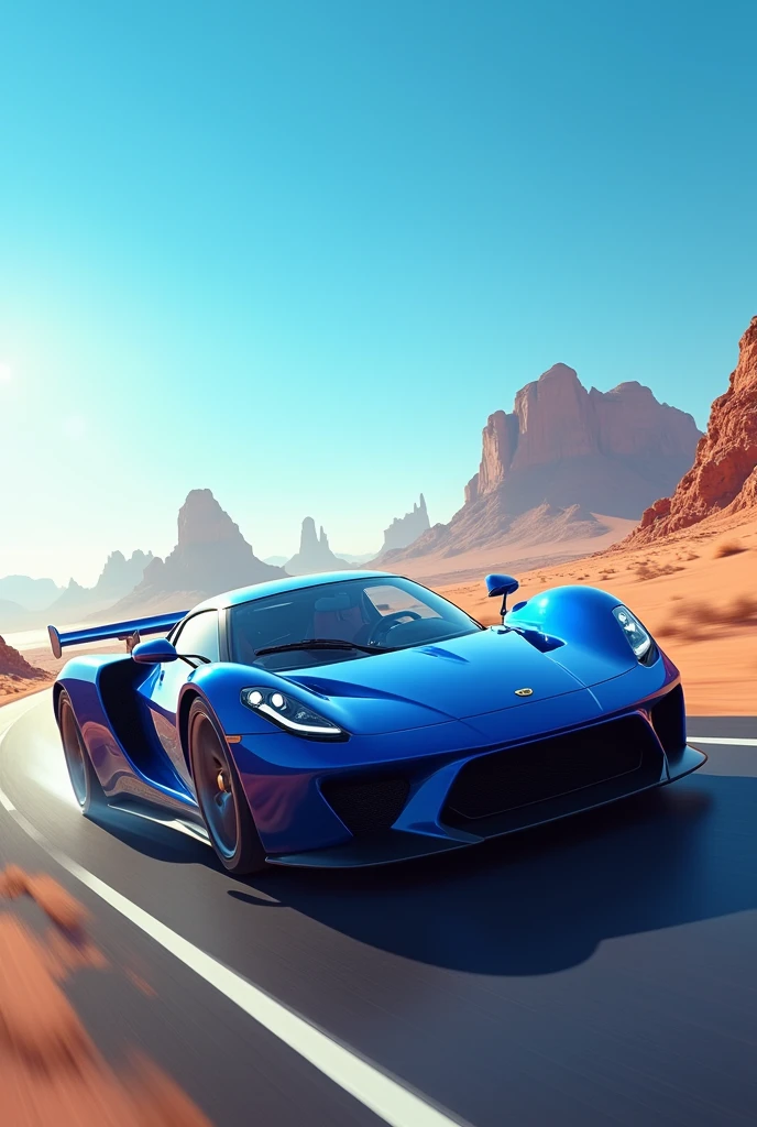 Sports car in Dubai blue colour sky indian road