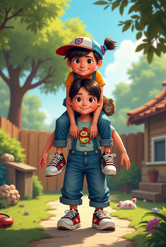 90s character sitting on each other
