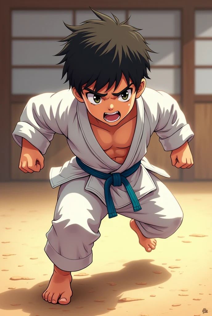 Anime style kids jiu-jitsu fighter
