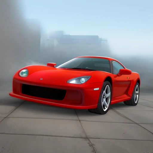Cartoonish style, Shiny and Beautiful car, detailed, nice, nice backround, nice car color, day time, soft light, sharp, nice wheels, 