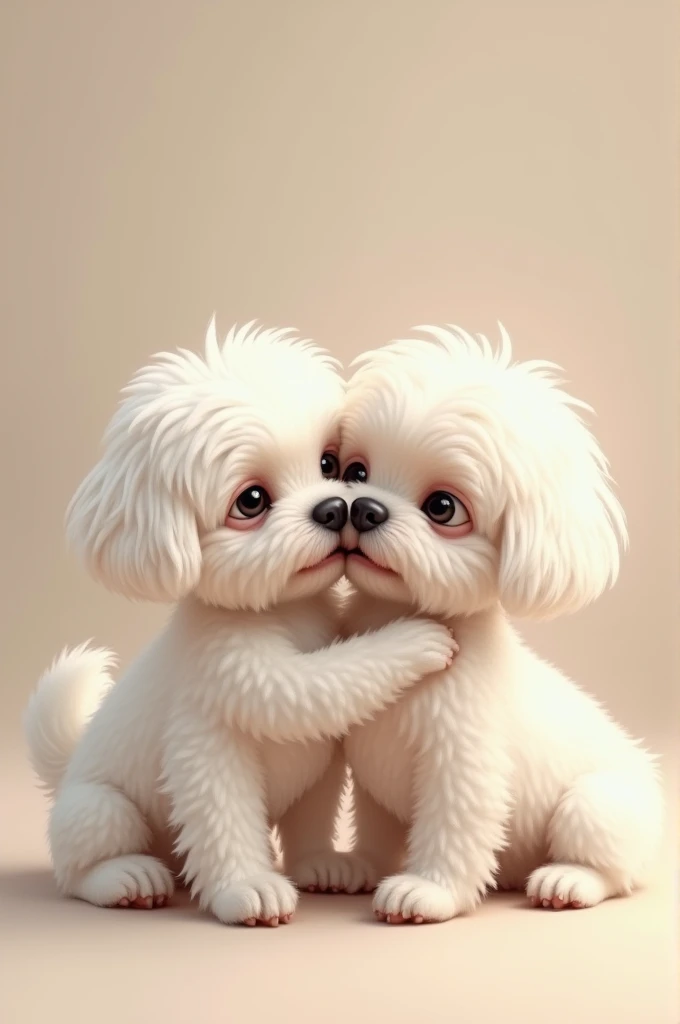 image of white dogs maltese x shi tzu loving each other