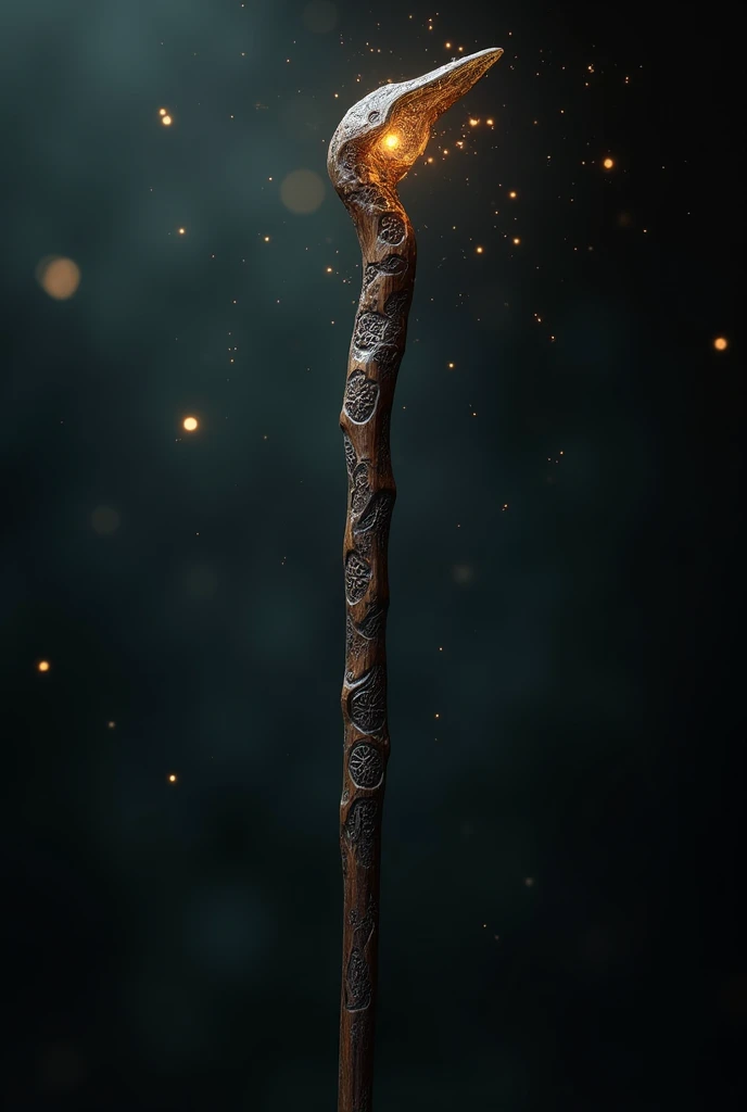 Hickory wand with snallygaster heart fiber