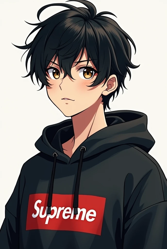 manhwa anime black hair brown eyed 1 boy supreme hoodie