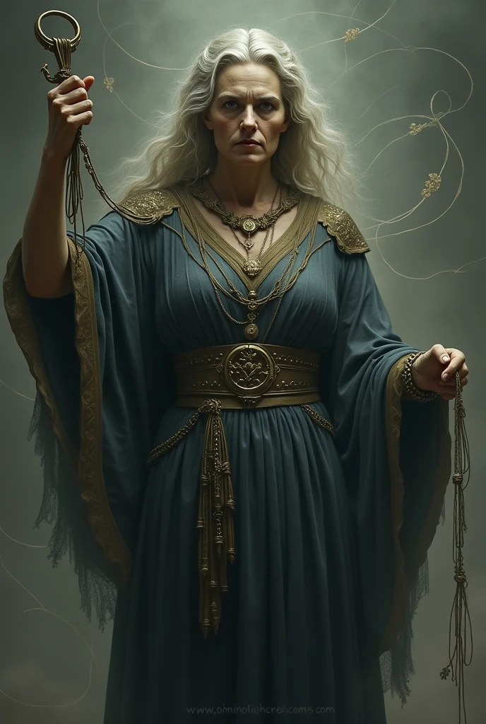 Atropos (Greek Goddess) acting like shes cutting a thread