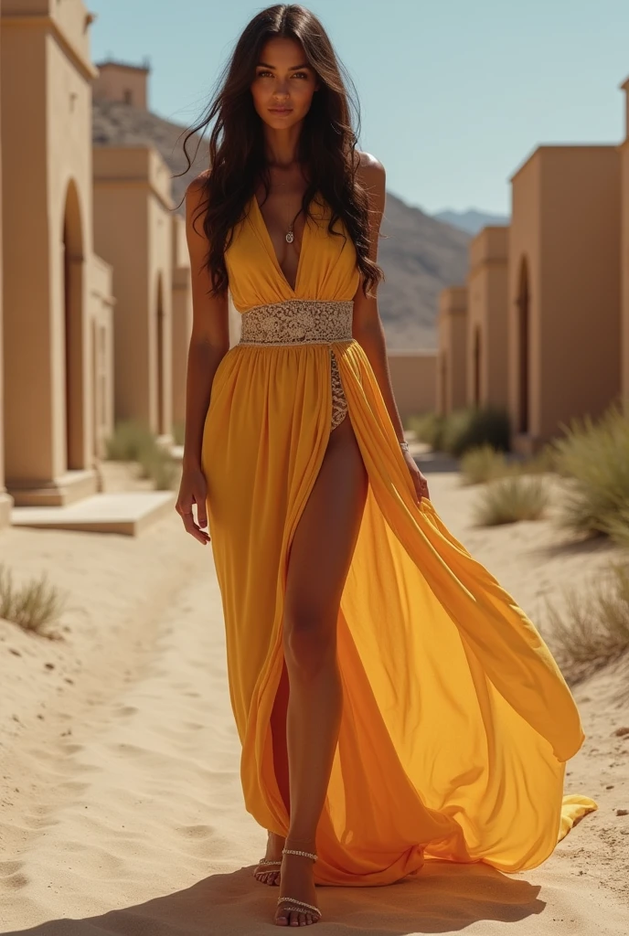  Her feet are long, Arab princes, her legs are prominent



