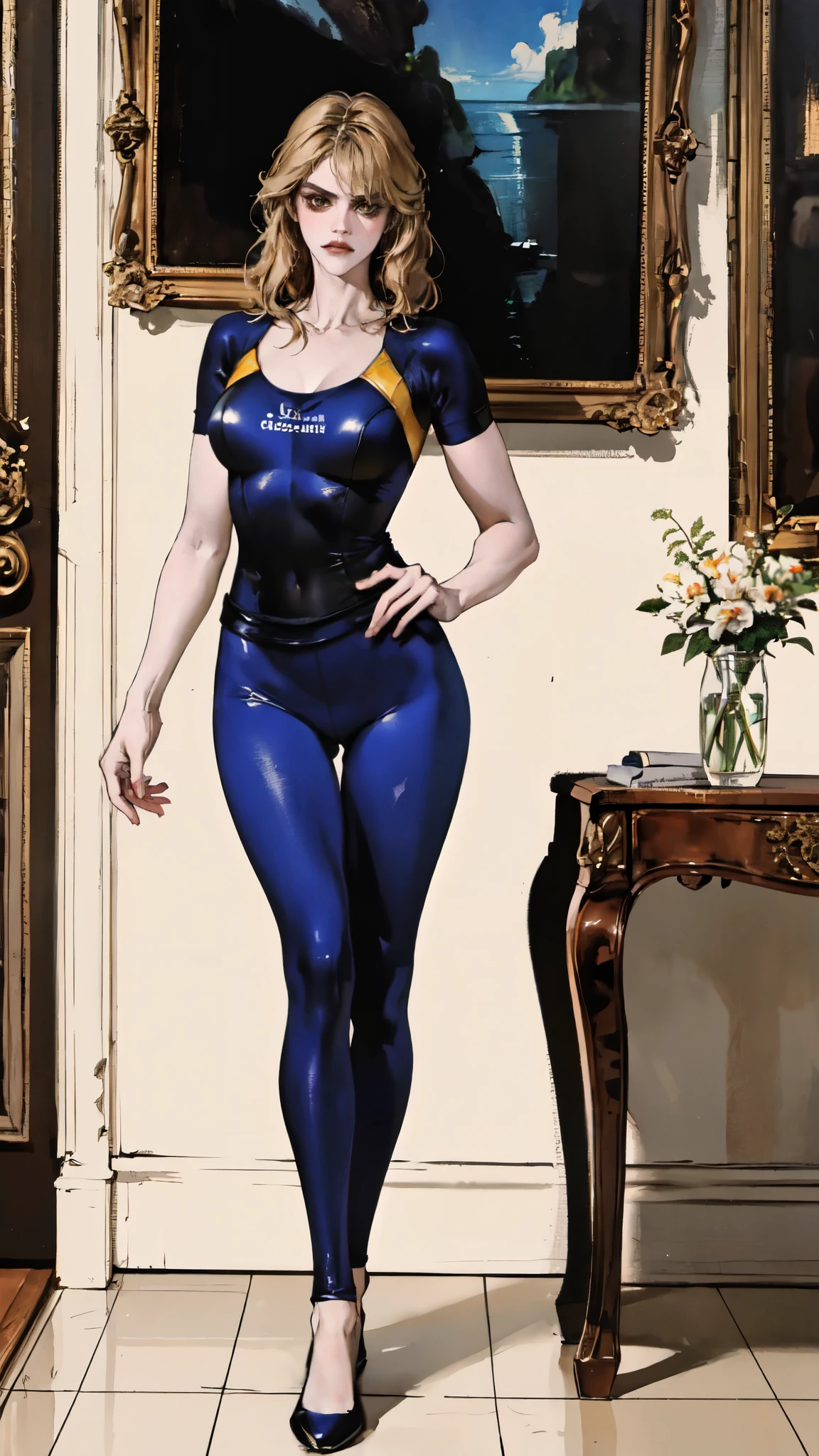 (masterpiece:1.2, best quality:1.2, extremely delicate:1.2), ((Alexandra Daddario:1.2)), a young women with long slightly curly brown hair, a well-defined face, intense eyes, a thoughtful expression, brown skin, tall and athletic build, a futuristic fantasy-style blue and black short-sleeved tight-fitting wetsuit, matching trousers, wrist guards, she sits leisurely on a seaside rock, this character embodies a finely crafted futuristic fantasy-style swimmer, exquisite and mature photography, photorealistic, goddess, feminine, porcelain skin, dramatic, high definition, highres, ultra-detailed, ultra-fine painting, professional, perfect body proportions, golden ratio, anatomically correct, symmetrical face, extremely detailed eyes and face, high quality eyes, creativity, RAW photo, UHD, 32k, Natural light, cinematic lighting, (masterpiece-anatomy-perfect:1.2)