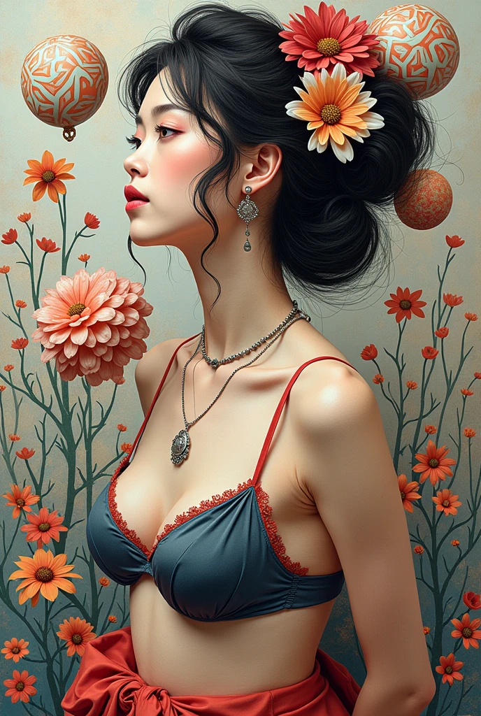 Nude summer, Full Tattoo, (masterpiece, top quality, official art, beautiful and aesthetic: 1.2), (1 flower), full body, Extremely detailed, (Fractal Art: 1.3), colorful, more detailed, "Best quality" , "masterpiece, Sakimichan style art, slight smile, open legs, view of pubic hair, 1 sexy girl in transparent forest clothes, exposed breasts, open transparent t-shirt, tattoos of mandalas and flowers, Best quality, black hair fused with platinum and gold, naked girl, beautiful visible pubic area, pink scales, small breasts visible, water pond in the garden, mandala and flower tattoos on the naked body, old floating clock, lamp, lantern, skin wet with water, bed floating in pond, beautiful girl lying in bed, Fantasy, view from above, Legs open, ((beautiful girl lying in bed seen from above)), ((full female body)), night light, ((eyes closed long eyelashes)), ((transparent clothing merged in water)), ((impressionist garden art)), ((dynamic pose in sexy movement)), ((skin wet with water)), ((caucasian European girl)), ((watercolor art)), (perfect pencil drawing), (((tattoo on ankles and feet)))